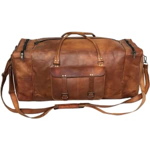 Cuero 32" Leather Weekender Duffel Bag for $85 Cuero 32" Leather Weekender Duffel Bag for $85