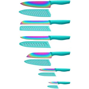 Marco Almond 12-Piece Rainbow Titanium Knife Set for $23