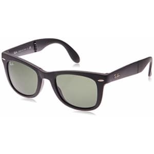 Ray-Ban Unisex-Adult RB4105 Folding Wayfarer Sunglasses, Black/Polarized Green, 54 mm for $213