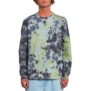Volcom Men's Deadly Stones Long Sleeve T-Shirt, Lime Tie Dye, X-Large for $19