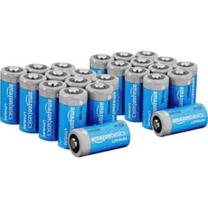 Amazon Basics 24-Pack Lithium CR123a 3 Volt Batteries, 10-Year Shelf Life, Easy to Open Value Pack for $38