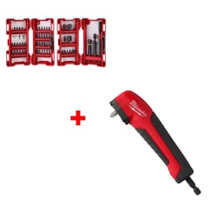 Milwaukee Shockwave Impact Duty 55-Piece Driver Bit Set + Right Angle Drill Adapter for $45