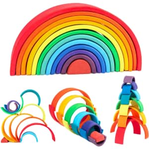 Wood City 12-Piece Rainbow Stacking Toys for $45 Wood City 12-Piece Rainbow Stacking Toys for $45