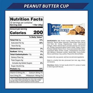 Pure Protein Bars, High Protein, Low Sugar, Gluten Free, 1.76 Ounce Peanut Butter 12 Count for $18