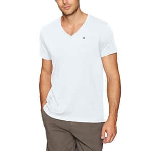 Tommy Hilfiger Tommy Jeans Men's V Neck T Shirt, Bright White, X-Large for $25