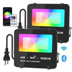 Moobibear 40W RGBCW Smart LED Flood Light 2-Pack for $46 Moobibear 40W RGBCW Smart LED Flood Light 2-Pack for $46