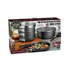 Granitestone Pro Stackable Pots and Pans Set Stackmaster, Complete 10 Piece Cookware Set with Ultra for $208