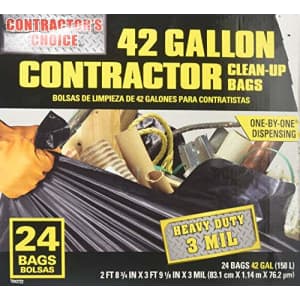 Dell Contractor's Choice 24-Count 42-Gallon Outdoor Construction Trash Bags for $14
