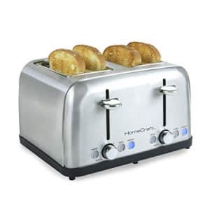 Nostalgia HomeCraft HCTST4SS Stainless Steel 4-Slice Toaster, Extra Wide Slots, Blue LED-Lighted for $34