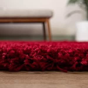 Unique Loom Solo Solid Shag Collection Area Modern Plush Rug Lush & Soft, 3 ft 3 x 5 ft 3, Cherry for $59