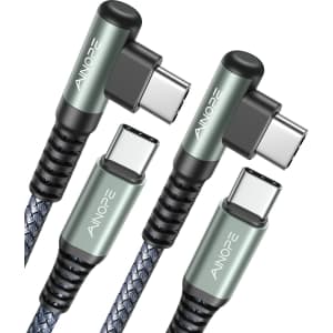 Ainope 6.6-Foot USB-C to USB-C Right Angle Cable 2-Pack for $11