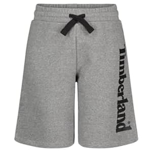 Timberland Boys' Big Drawstring Logo Knit Shorts, Medium Grey Heather 22, 8 for $12