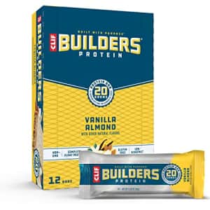 Clif Bar CLIF BUILDERS - Protein Bars - Vanilla Almond Flavor - 20g Protein - Gluten Free (2.4 Ounce, 12 for $18