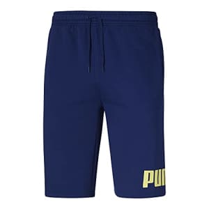 PUMA Men's Big & Tall Big Logo 10" Shorts BT, Elektro Blue/Soft Fluorescent Yelow, MT for $19