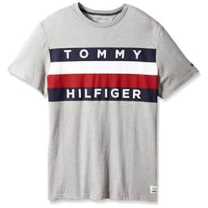 Tommy Hilfiger Men's Big and Tall Flag Logo T Shirt, Grey Heather, TL-2XL for $17