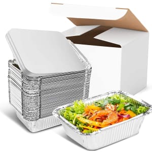 Inmorven 8.5" x 6.3" Aluminum Disposable Pans 40-Pack for $22 Inmorven 8.5" x 6.3" Aluminum Disposable Pans 40-Pack for $22