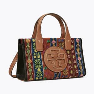 Tory Burch Ella Ribbon Patchwork Mini Leather Tote Bag for $299