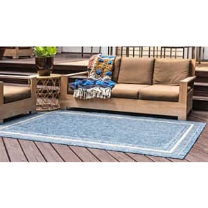 Unique Loom Outdoor Collection Transitional Indoor & Outdoor Casual Solid Tonal Border Area Rug, 5 for $67