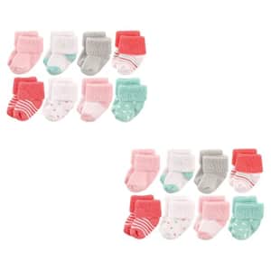 Luvable Friends Unisex Baby Newborn and Baby Terry Socks, Coral Dot 16-Piece, 6-12 Months for $18