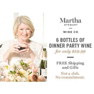 Martha Stewart Wine Dinner Party 6-Pack for $60 + free corkscrew Martha Stewart Wine Dinner Party 6-Pack for $60 + free corkscrew
