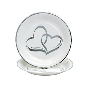 Fun Express Two Hearts Foil Dessert Plates - 25 Paper Plates -Wedding Party Supplies for $18