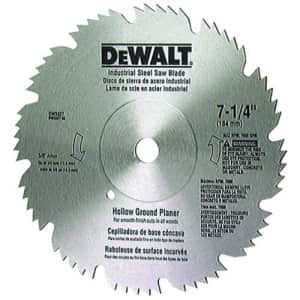 DEWALT DW3327 7-1/4-Inch 60 Tooth Hollow Ground Planer Steel Saw Blade with 5/8-Inch and Diamond for $9