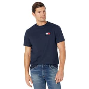 Tommy Hilfiger Men's Tommy Jeans Short Sleeve Logo T Shirt, Sky Captain, XS for $31