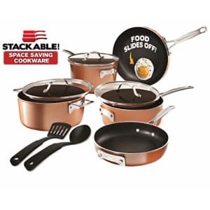 Gotham Steel Stackable Pots and Pans Stackmaster 10 Piece Cookware Set with Ultra Nonstick Cast for $95