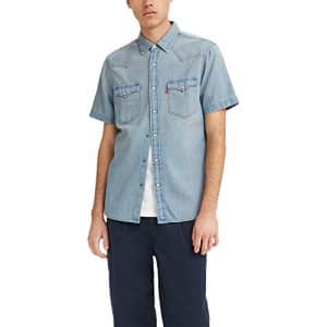 Levi's Men's Shorts Sleeve Classic Western Shirt, Light Wash - Light Indigo, Large for $30 Levi's Men's Shorts Sleeve Classic Western Shirt, Light Wash - Light Indigo, Large for $30