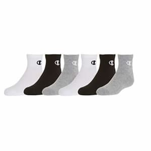 Champion unisex child Champion 6-pack in Quarter Or Low Cut Socks, 30, 9 11 US for $11