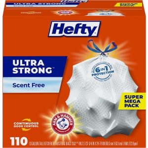 Hefty 13-Gallon Ultra Strong Tall Kitchen Trash Bags 110-Pack for $13 via Sub & Save