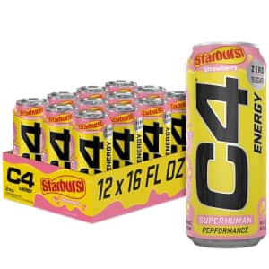 Cellucor C4 Energy Drink, STARBURST Strawberry, Carbonated Sugar Free Pre Workout Performance Drink for $25