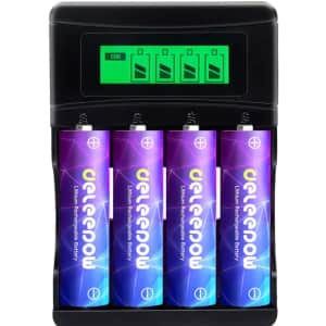 Deleepow Li-Ion Rechargeable Batteries 4-Pack with Fast Charger for $13 Deleepow Li-Ion Rechargeable Batteries 4-Pack with Fast Charger for $13