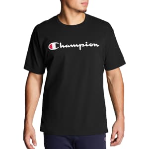 Champion Men's Script Logo Graphic Jersey T-Shirt for $13
