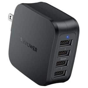 RAVPower 40W 4-Port USB Wall Charger for $12