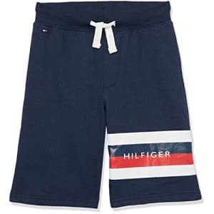 Tommy Hilfiger Boys' Big Drawstring Pull On Short, Colorblock Stripe Navy Blazer 22, 16-18 for $18