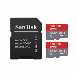SanDisk SDSQUNC064GAULM Ultra 64GB microSDXC UHS-I Card with Adapter (Pack of 2) for $16