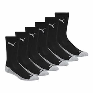 PUMA mens 6 Pack Crew Socks, Black/Gray, 13-Oct US for $20