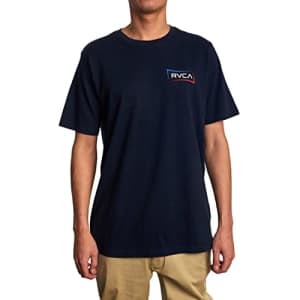 RVCA Men's Premium Red Stitch Short Sleeve Graphic Tee Shirt, Return/Navy, Small for $22
