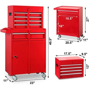 BIG RED ATBT2315R Torin 2 in 1 Rolling Tool Chest with 5 Drawers and Lockable Tool Storage with for $223