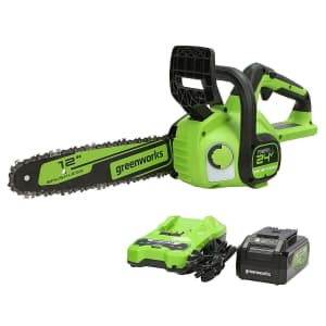 Greenworks 24V 12" Bar Cordless Chainsaw w/ 4Ah Battery and 2A Charger for $126