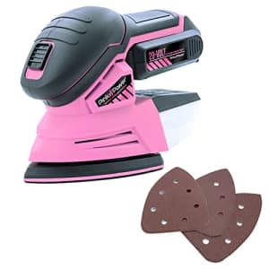 Pink Power Detail Sander for Woodworking 20V Cordless Electric Hand Sander for Wood Furniture - for $70