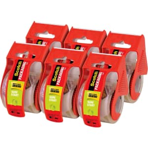 Scotch Sure Start 22.2-yard Shipping Packaging Tape 6-Pack for $15