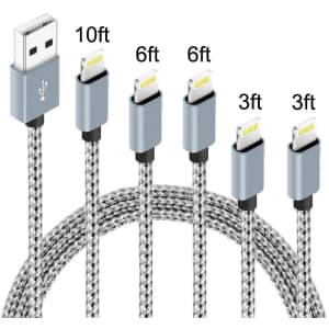 MFi-Certified Nylon Braided Lightning Cable 5-Pack for $8 MFi-Certified Nylon Braided Lightning Cable 5-Pack for $8