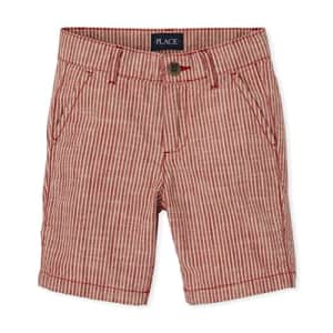 The Children's Place Boys Cotton Chino Shorts, Hampton Red Stripe, 4 for $14