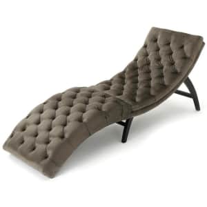 Noble House Garret Tufted Velvet Curved Chaise Lounge for $173 Noble House Garret Tufted Velvet Curved Chaise Lounge for $173