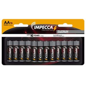IMPECCA AA Batteries 16 Pack Alkaline High Performance, Long Lasting, and Leak Resistant AA for $20