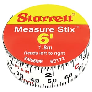 Starrett SM66ME Adhesive Tape Measure, 3/4" Width, 6' Length for $11