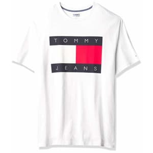 Tommy Hilfiger Men's Big & Tall Tommy Jeans Flag T Shirt, Bright White-PT, XL for $49