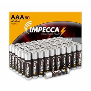 IMPECCA AAA Alkaline Batteries, 60 Pack High-Performance, Long Lasting, and Leak Resistant, Premium for $20